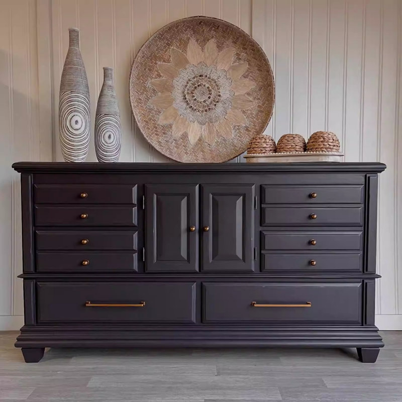 Buffet grande capacité en bois massif noir