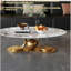 Table basse en métal doré avec piédestal en acier inoxydable et plateau en faux marbre