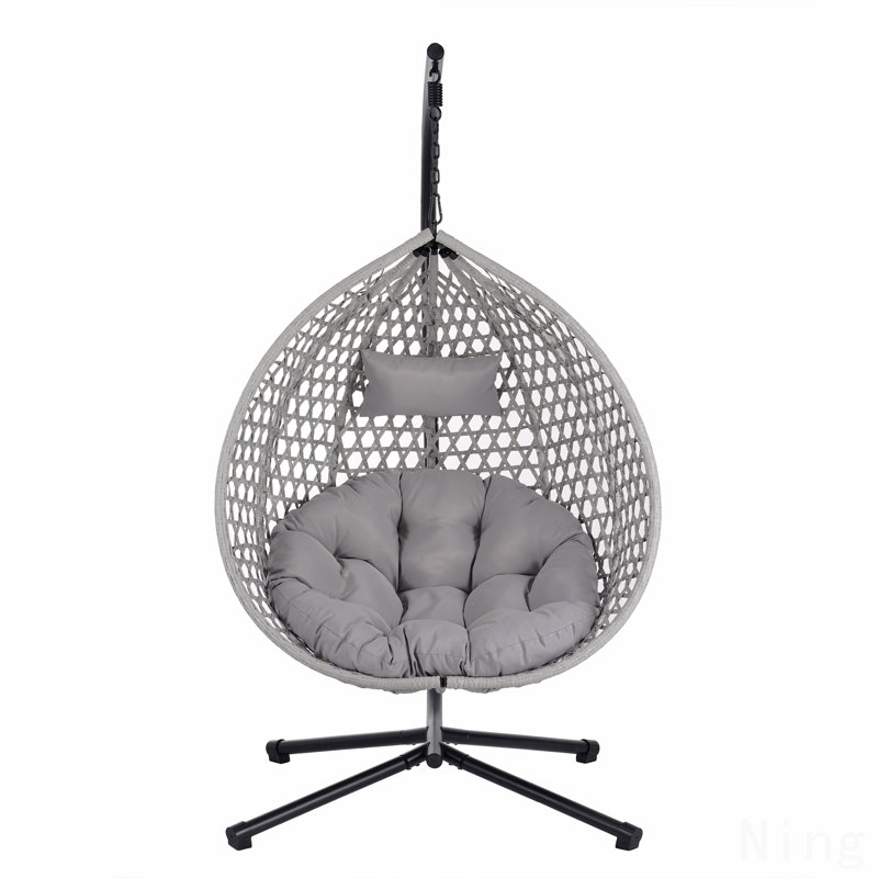 Balancelle d'extérieur avec coussins et support, Gris, Gris