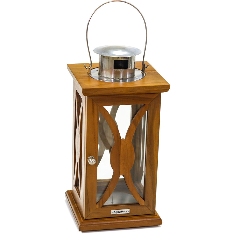 Lanterne en teck Mesa, H 12,25 po x l 7 po x P 7 po