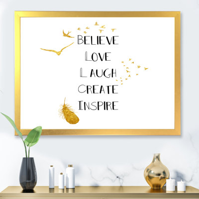 " Inspirational Quote On White And Gold "