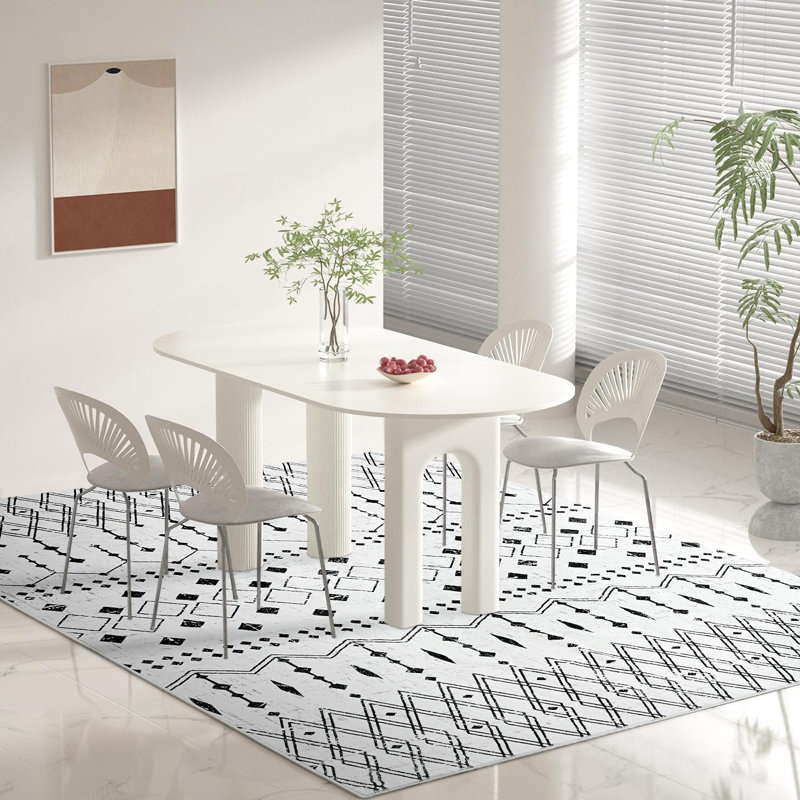 Fillender Large Living Room Area Rug Soft Boho Moroccan Farmhouse Rugs For Bedroom Under Dining Table, Rectangle 4' x 6'
