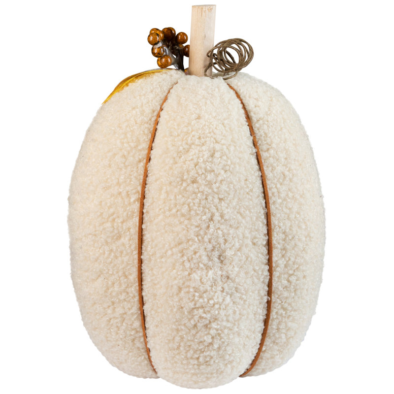 Décoration d'automne moelleuse citrouille - 10 po - Crème et jaune