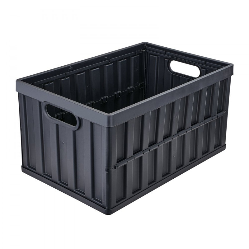Black 65L Collapsible Plastic Storage Bins with Lids, Set of 3