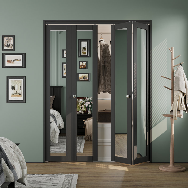 Porte pliante en bois manufacturé double 60 po x 80 po avec trousse de quincaillerie d'installation (garde-robe, garde-manger)