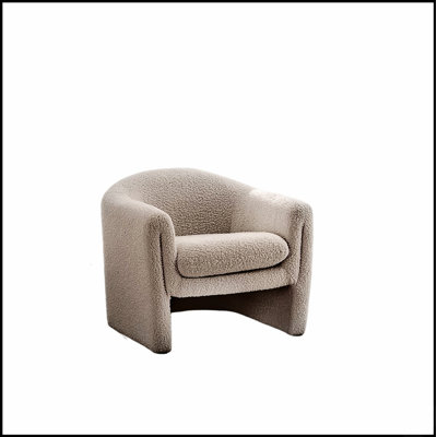 Fauteuil d'appoint de style contemporain avec un design compact en forme de U, un tissu bouclé et une finition champignon pour le salon principal