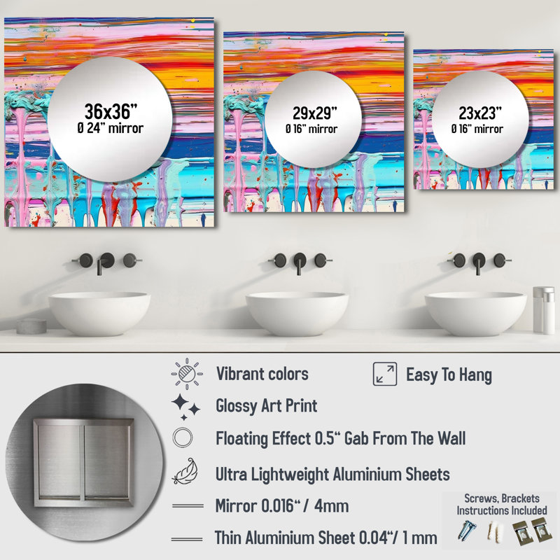 Elrond - Abstract Square Mirror Wall Art For Bathroom, 23" x 23"