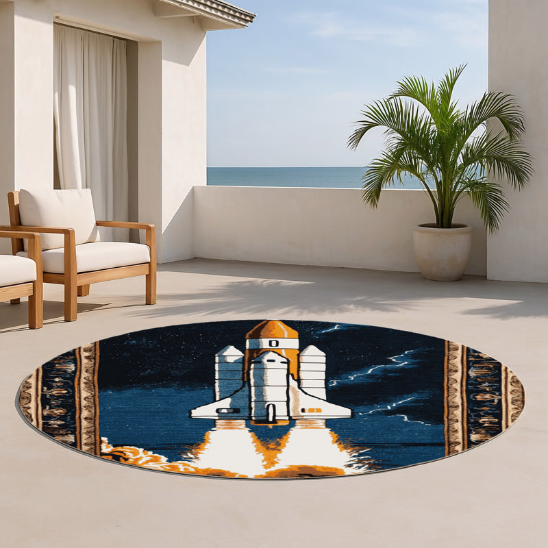Tapis intérieur et extérieur gris Transport, Rond 5 pi
