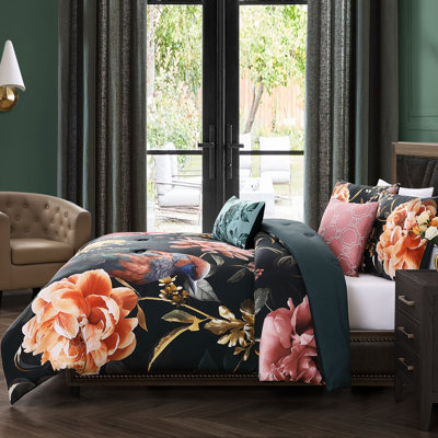 Ensemble d'édredon réversible 100% satin de coton 5 pièces Bebejan Botanical Birds
