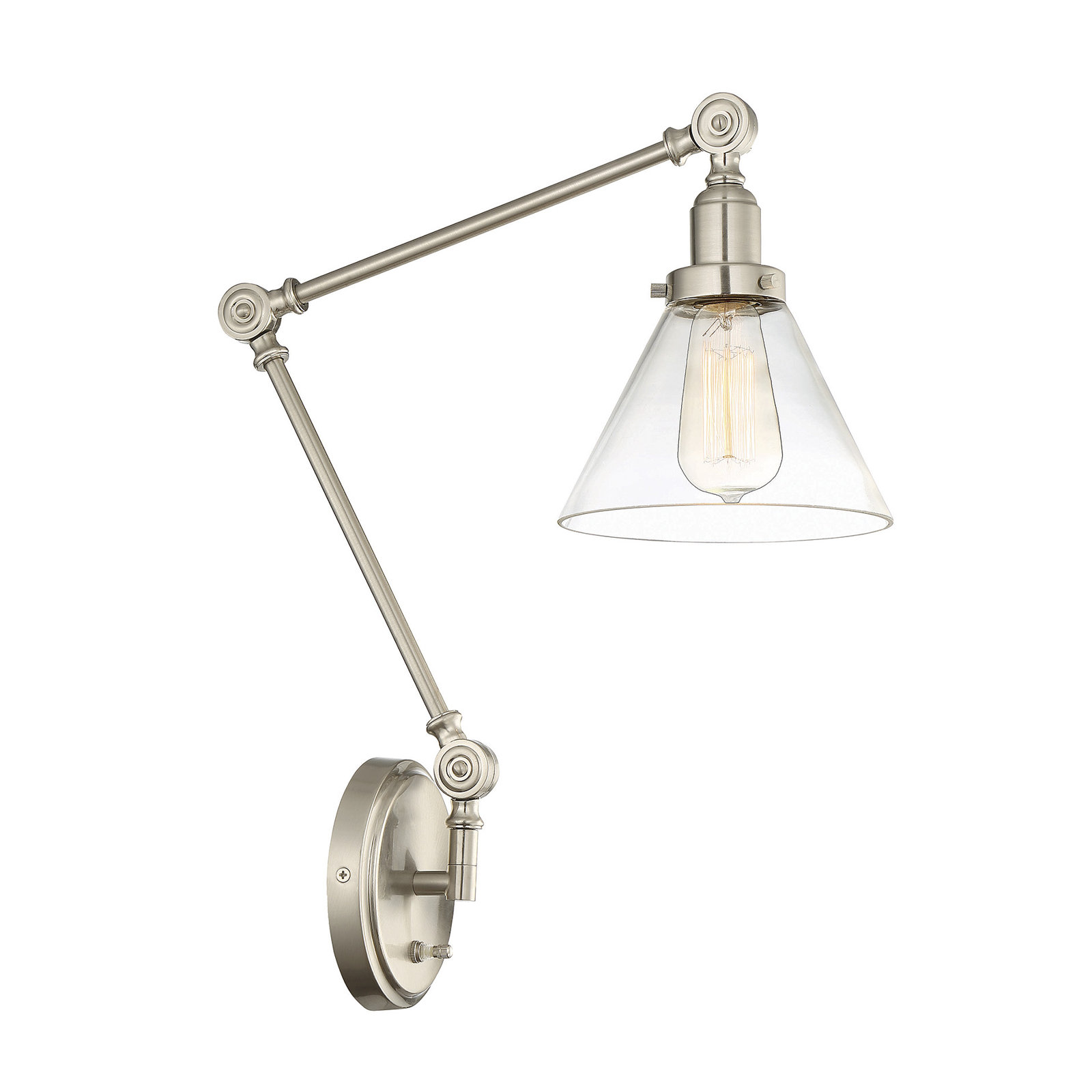 Catalina Single Light Swing Arm Sconce, Satin Nickel