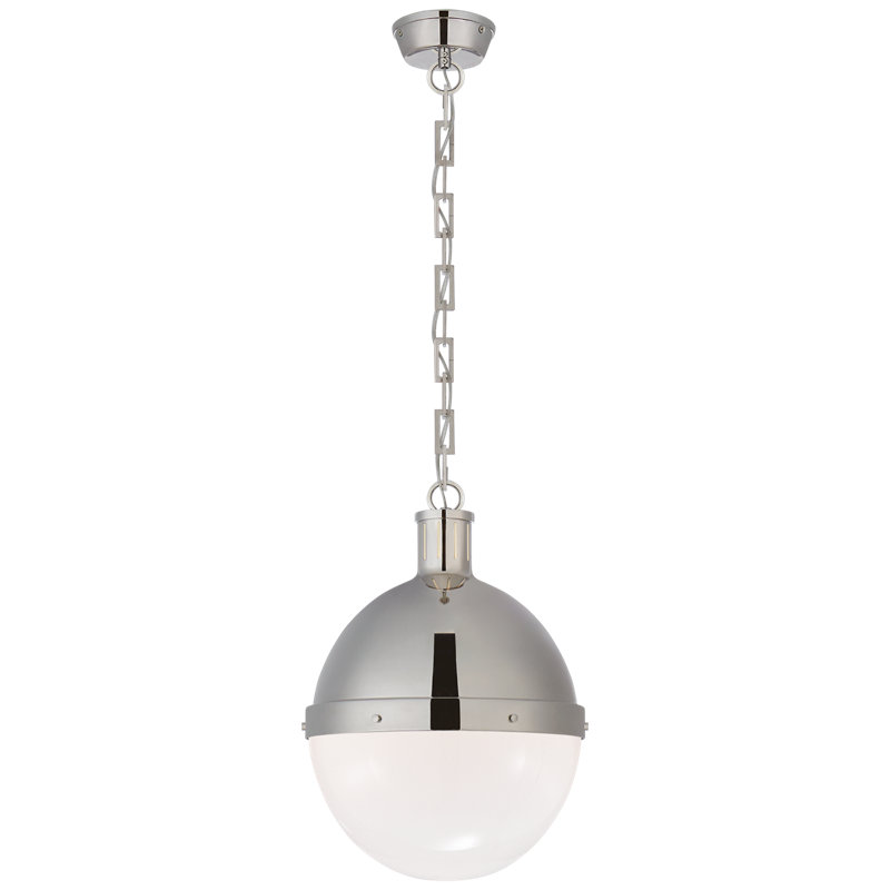 Thomas O'Brien Hicks 1 - Light Small Pendant, Polished Nickel, 18" H x 13.25" W x 13.25" D