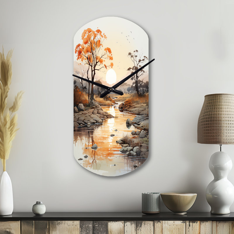 Horloge murale cylindrique orange et orange, Grand