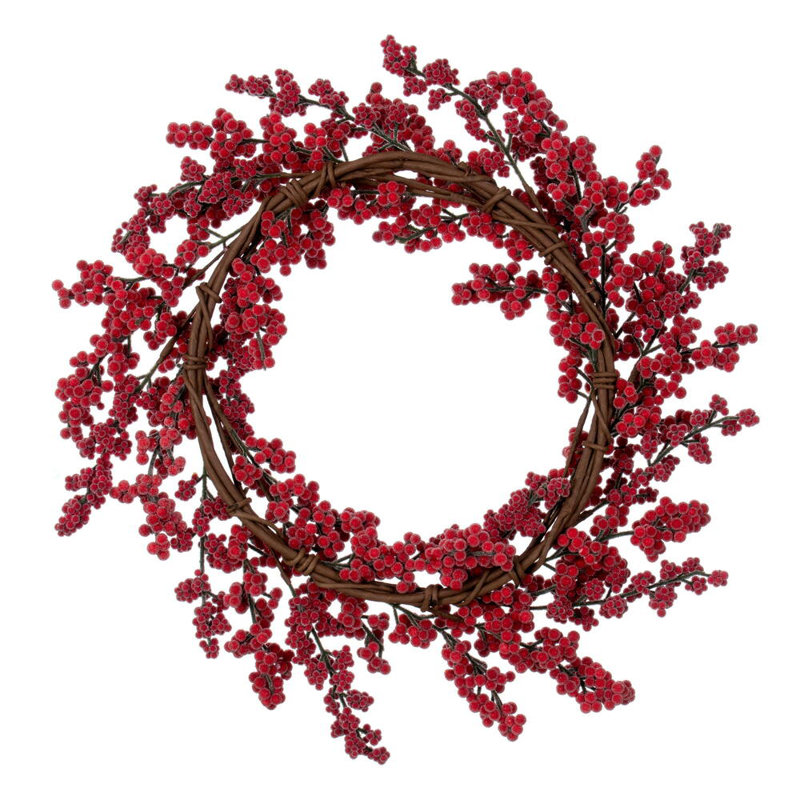 24" Artificial Red Ice Berry Wreath