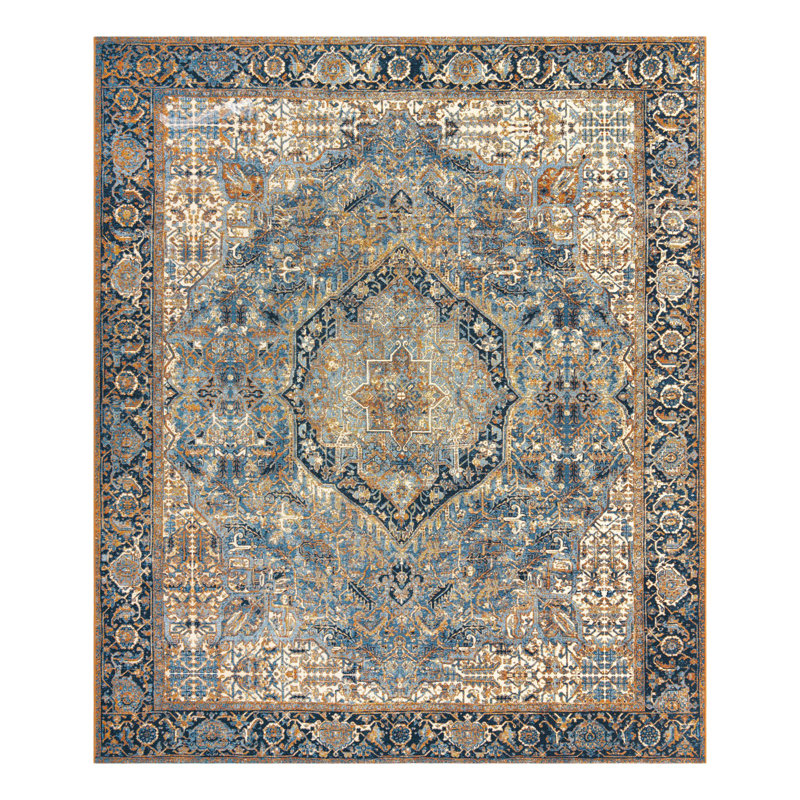 Tapis traditionnel bleu Blue_Unique Loom Nosara, Rectangle 10 pi x 12 pi