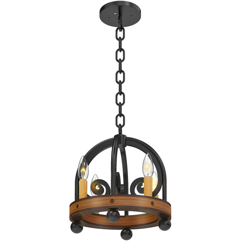 Luminaire suspendu unique à 4 lumières Monarch, Or d'antan