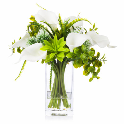 10 " Plastic and Natural Fibers Lillies Arrangement
