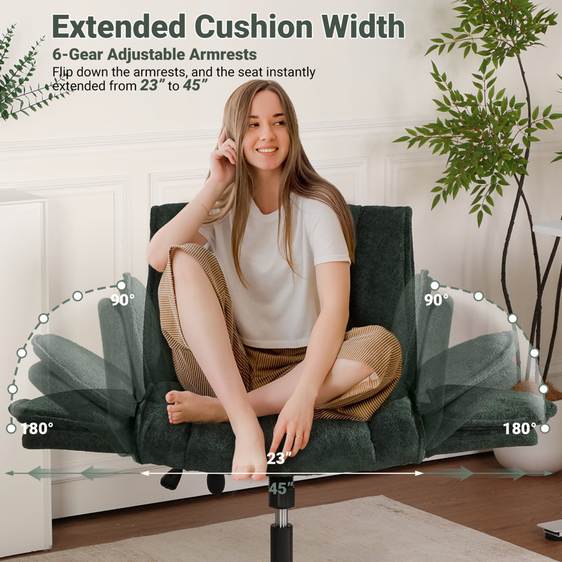 Adjustable Swivel Office Chair With 6-Gear Adjustable Armrests,Modern Fabric Ergonomic Computer Desk Chair For Home Office, Makeup, Bedroom