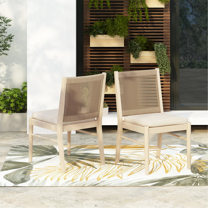 Patio Dining Chair Mp2 Set Of 2, Beige/Yellow