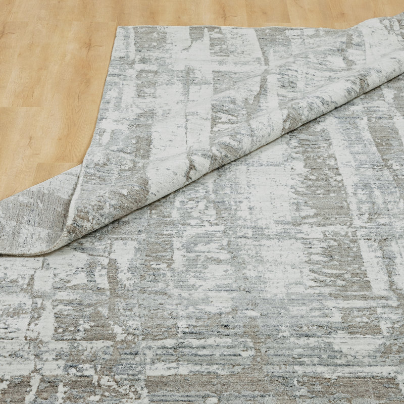 Atelier Urban Fresco Steel Blue Wool Hand Loomed Area Rug, Rectangle 9'6" x 13'