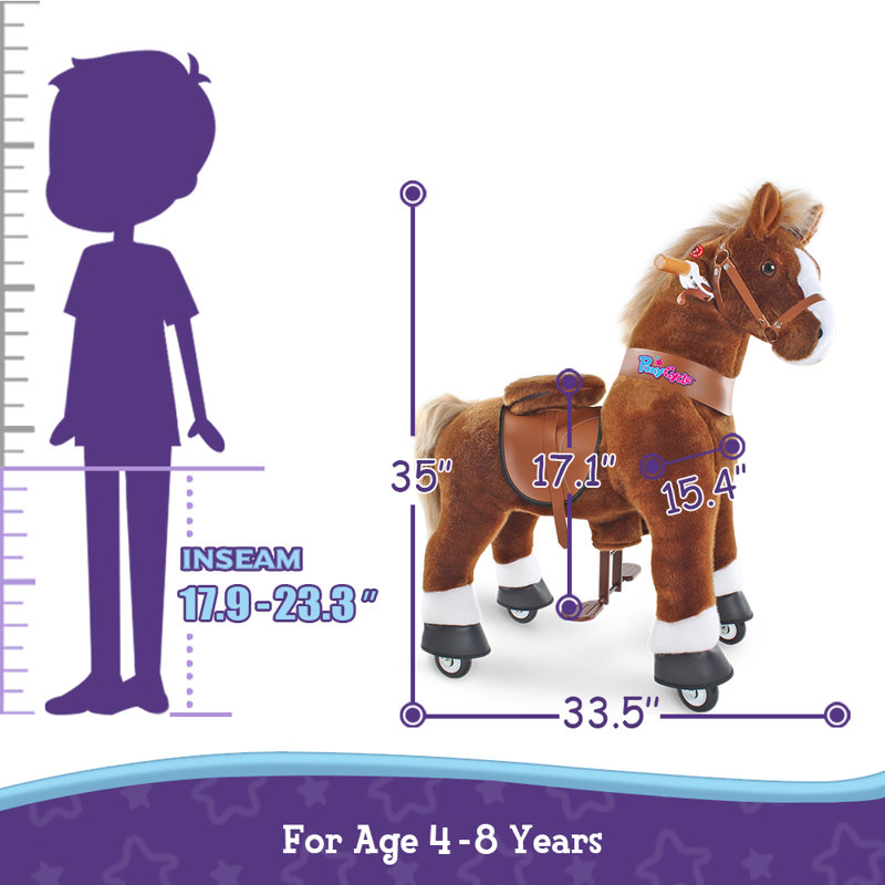 Model U Ride On Horse, H 36 po x l 15 po x P 34 po, Brun
