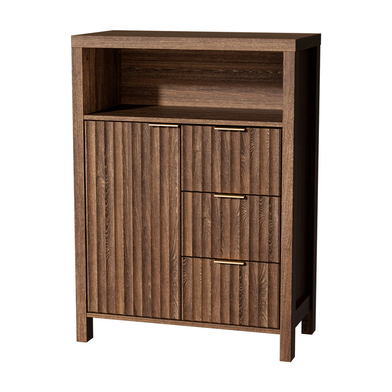 Armoire de salle de bain noyer 1 porte 3 tiroirs, Noyer