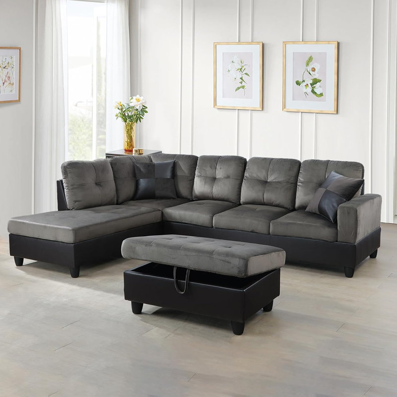Canapé modulaire en L 103,5 po, Face à la gauche, Microfibre taupe
