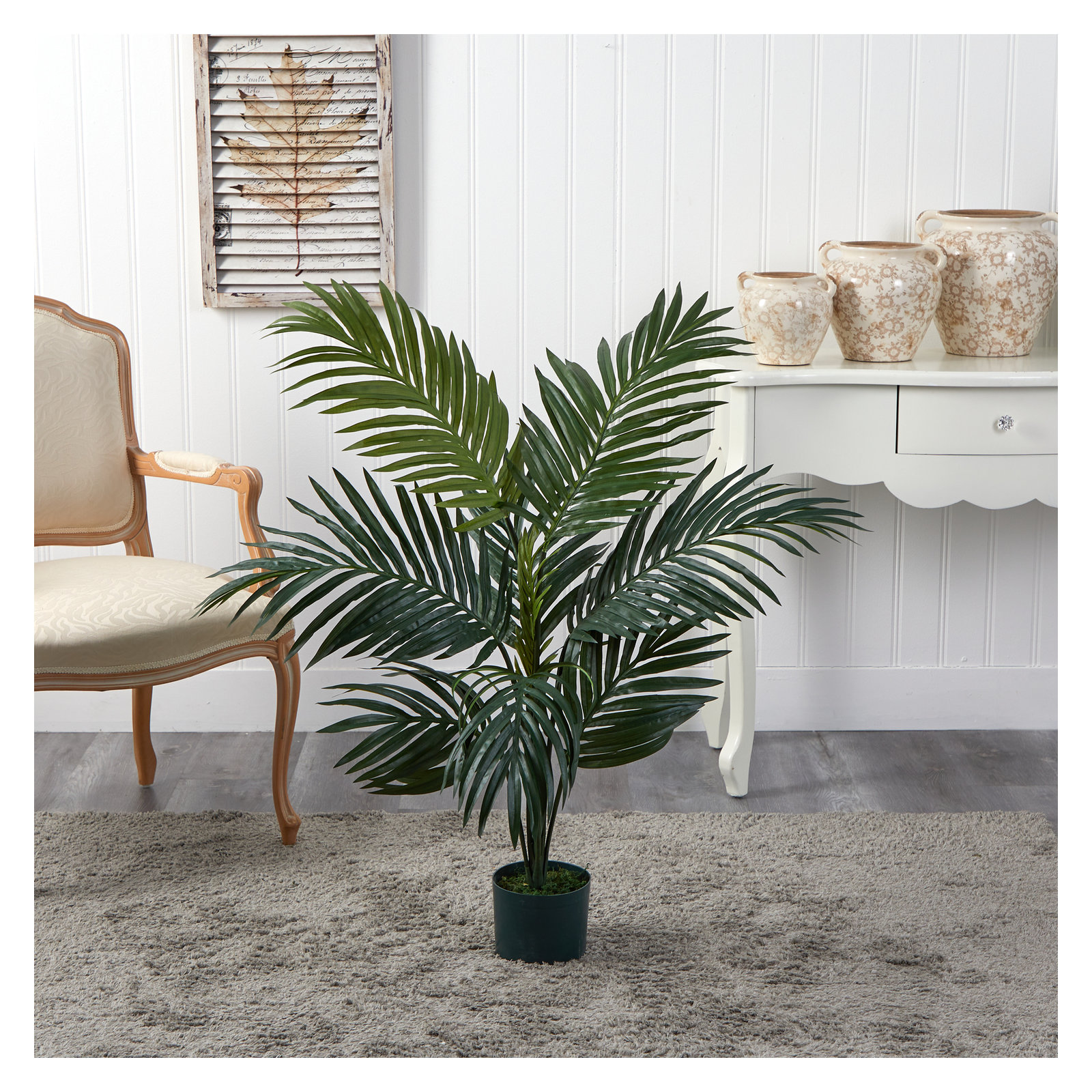 Faux Palm Tree, 48" H x 40" W x 40" D