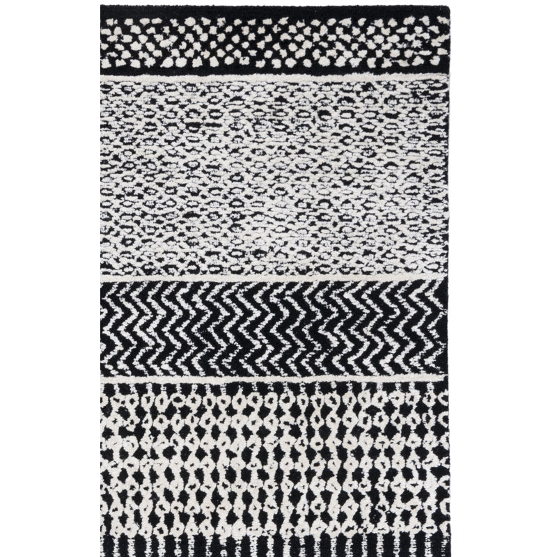 Glamour Hand Tufted Viscose/Wool Southwestern Rug in Ivory/Black, Rectangle 6' x 9'