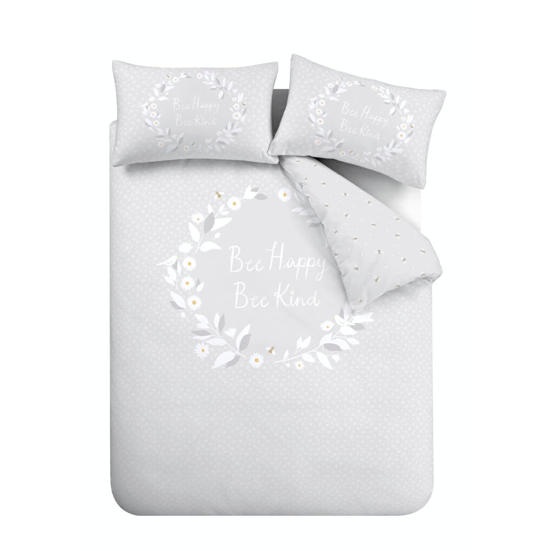 Bee Happy Duvet Cover Set, 135 x 200cm Duvet Cover + 1 Standard Pillowcase