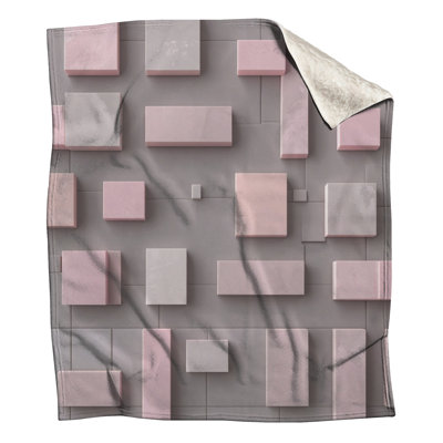 Pink Gray Rectangles Blankets