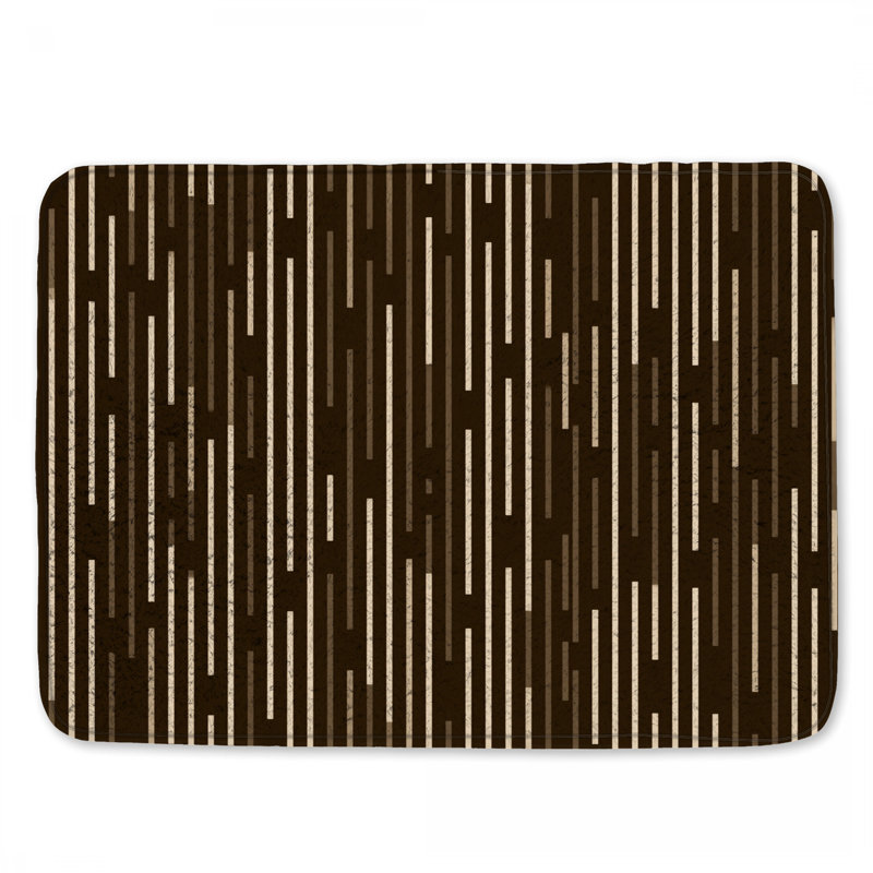 Tapis de bain brun à rayures Mid Mid Century Modern Decor, 24in W x 17in L