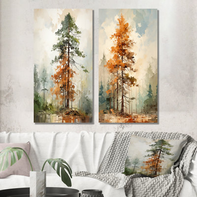 «Earthy Brown Forest of Redwood Trees», ensemble de 2 décorations murales en métal séquoia