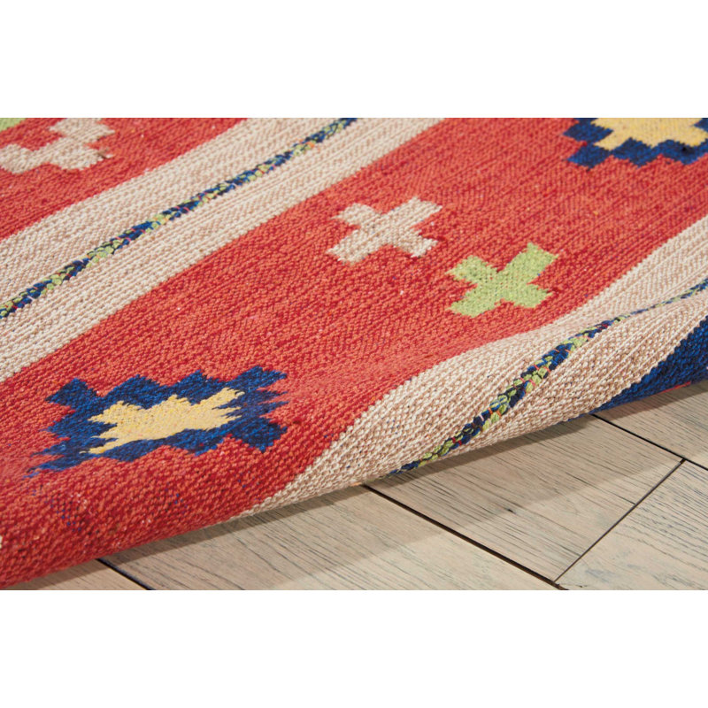 Tapis rouge fait à la main Farrah, Rectangle 5 pi x 7 pi