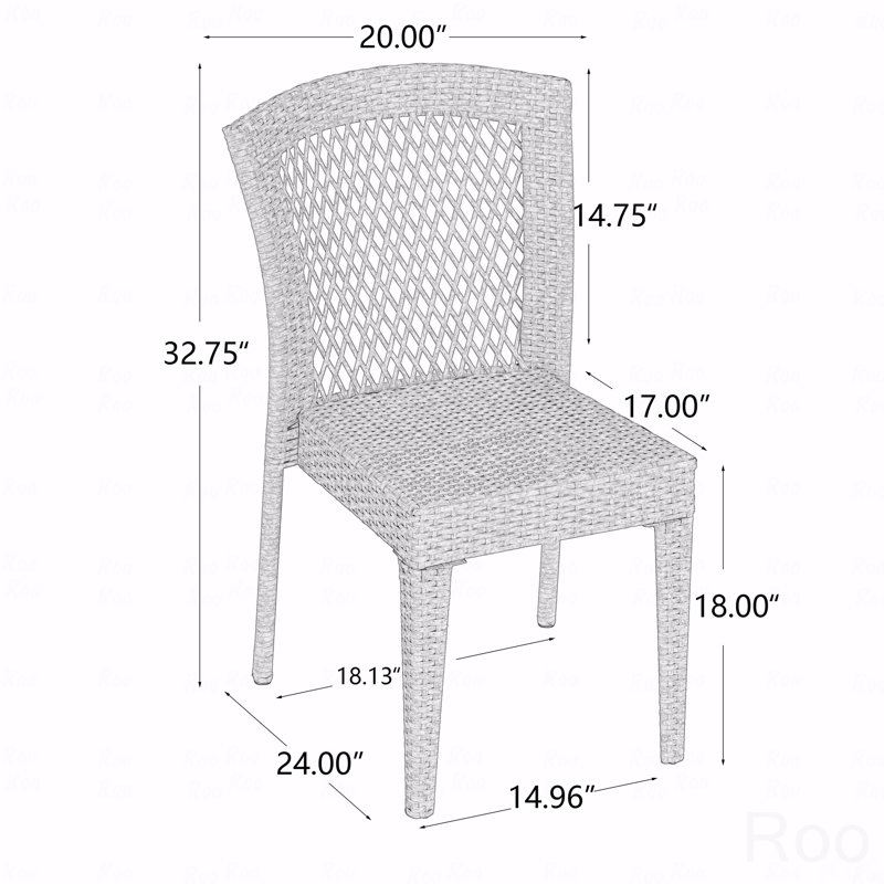 Set Of 2 Outdoor Patio Stacking Side Chair, Brown