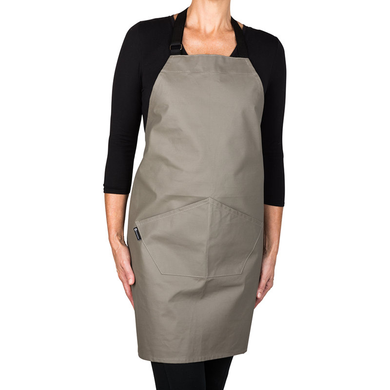 Solid Color Cotton Bib Apron, Gray
