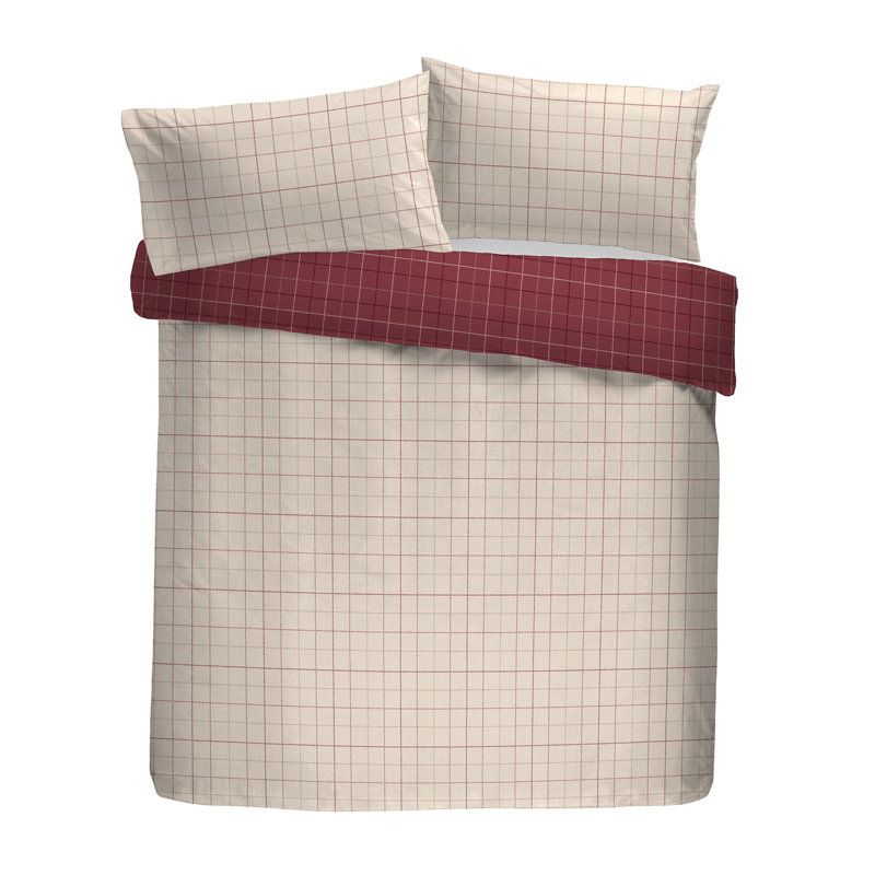 Cotton Chequered Duvet Cover Set with Pillowcases, Single Duvet Cover + 1 Standard Pillowcase