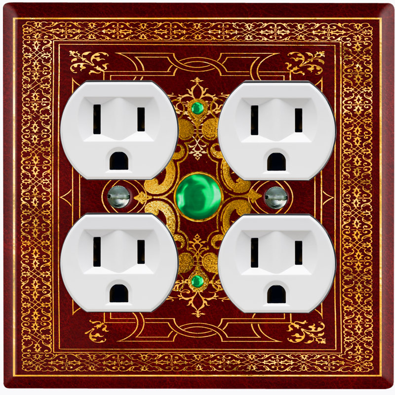 Patterned 2 - Gang Standard Wall Plate, Red/Orange