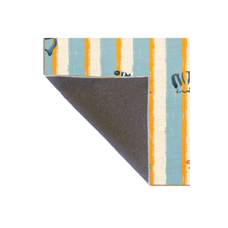 Tapis lavable rayé à motif de fruits, Rectangle 2 pi 6 po x 4 pi 11 po