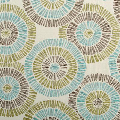 Alfred Shaheen Ringo Fabric, Aqua/Cocoa