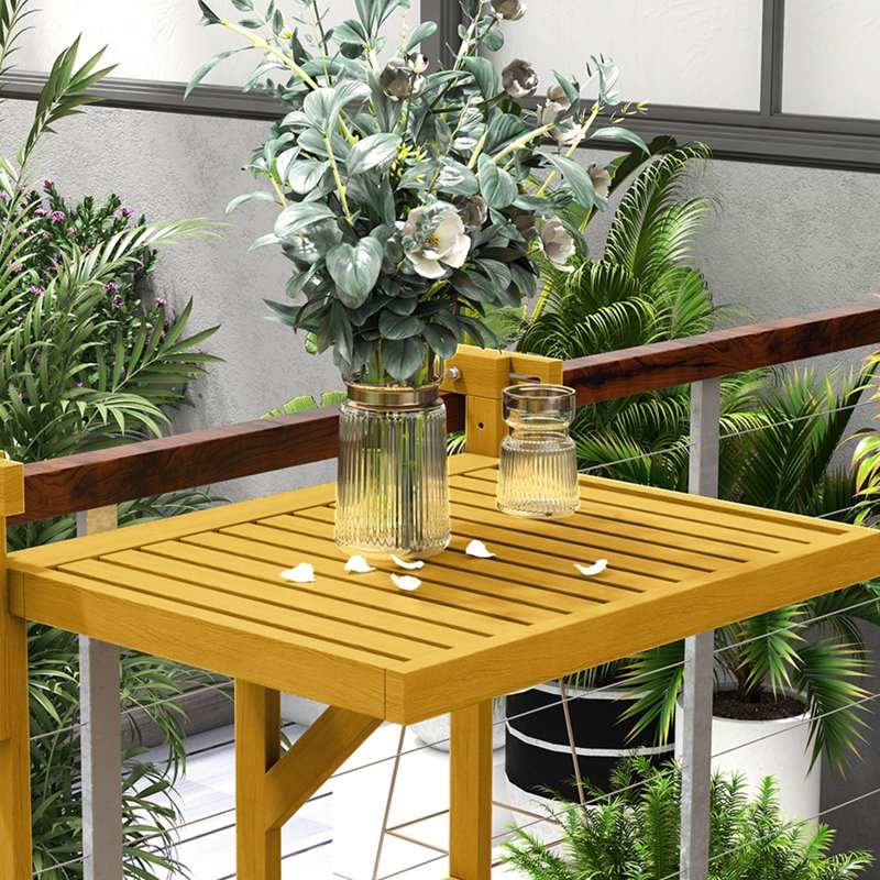 Space-saving Adjustable Wood Balcony Folding Table - Perfect For Outdoor Dining And Study