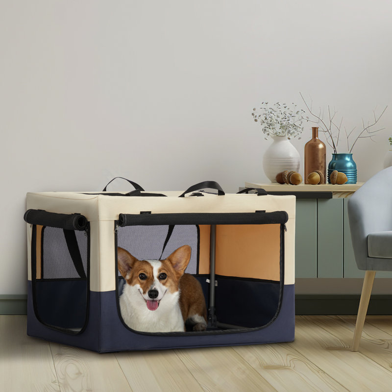 Cage pour chien portable pour chiens de taille moyenne - pliable, tissu, 3 portes, H 19,4 po x l 29,88 po x P 19,66 po