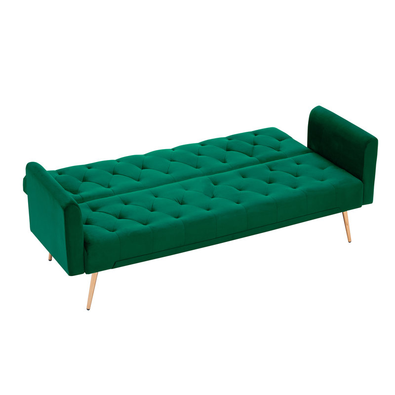 Canapé-lit en velours 71 po Glenston, Velours vert