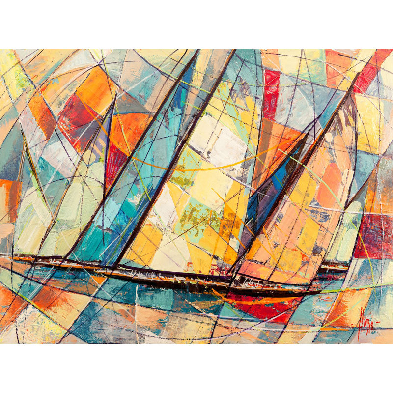 3LR6260 Futurist Regatta by Luigi Florio - Wrapped Canvas Painting, 70cm H x 100cm W x 4cm D