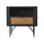 Table de chevet noire en acacia avec détails en rotin