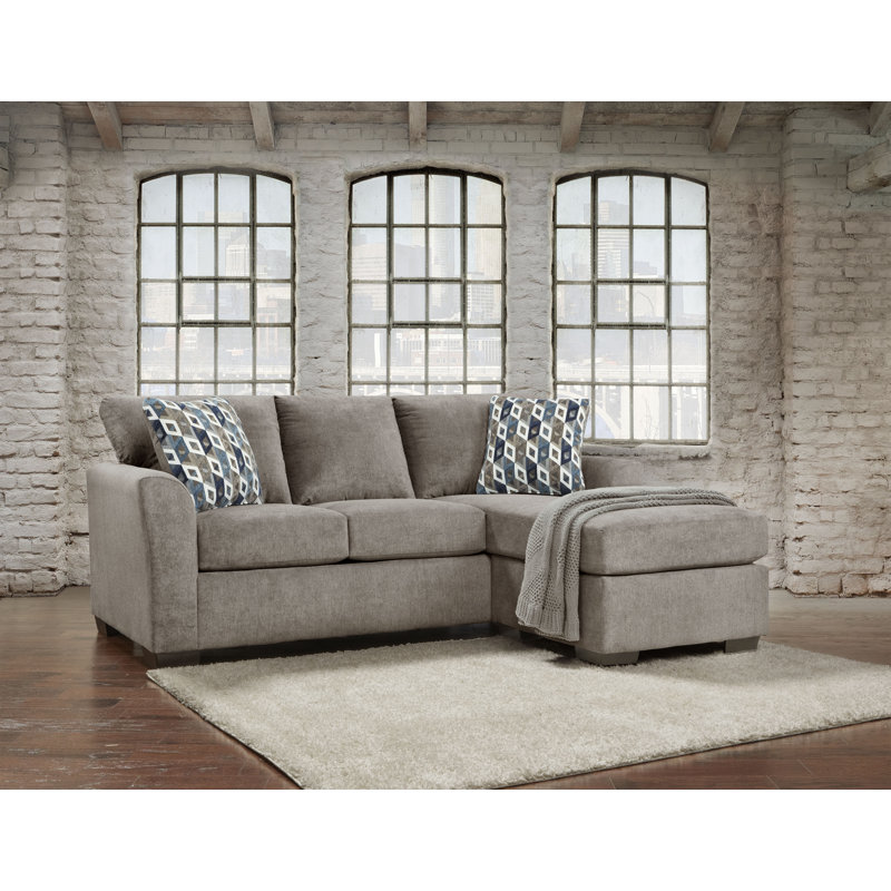 Canapé modulaire avec méridienne réversible Adrie, Mélange de polyester taupe