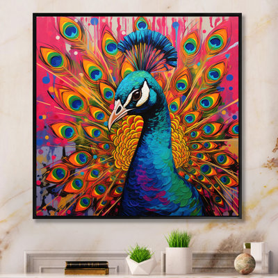 Bleu sarcelle, Pop Art, paon - paon, art mural sur toile