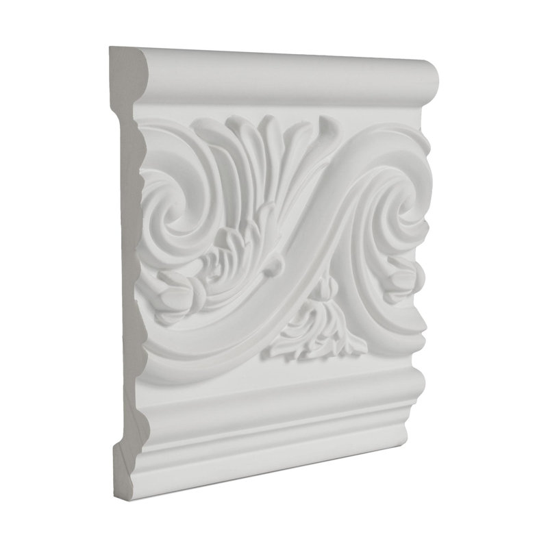 6" White Polyurethane Leaf Scroll Frieze Panel Moulding Sample