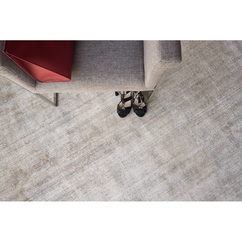 Stone Wash Gazni Abstract Area Rug in Silver, Rectangle 10' x 14'