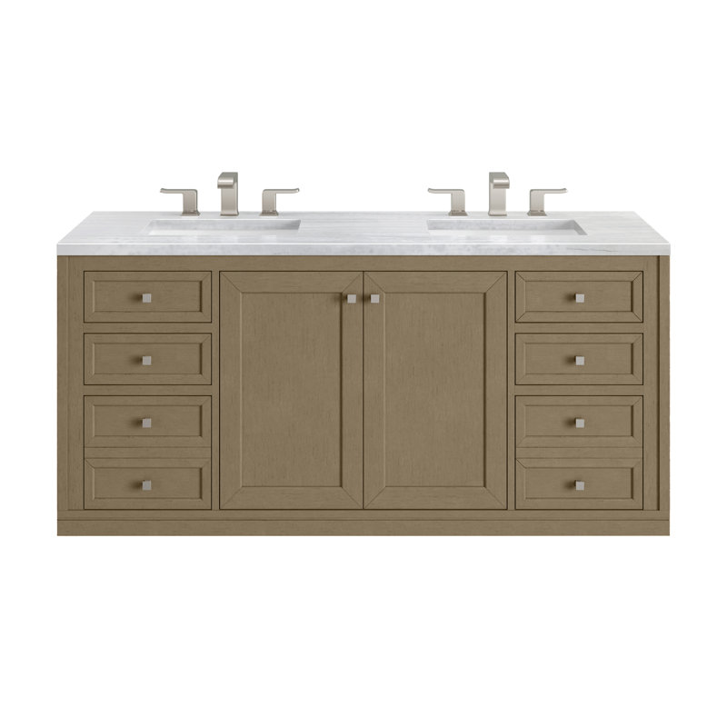 Chicago 60'' W Double Vanity, Charcoal Soapstone, 8" Widespread, Walnut Whisper