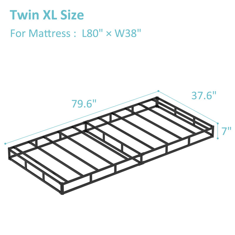 Metal Box Spring with Fabric Cover-Multiple Sizes, Twin XL, Standard Profile (7")